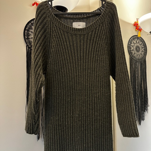 Olive Ribbed Knit Dress - Picture 2 of 5